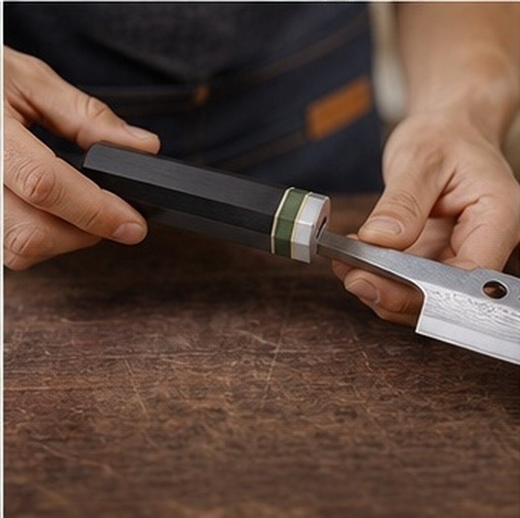 Japanese Knife - Achteckiger Ebenholz-Küchenmessergriff, Ersatzgriff im japanischen Wa-Stil