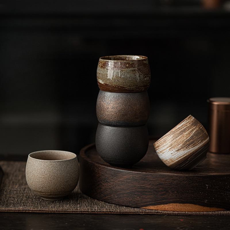 Japanese Pottery - Kung-Fu-Teeservice, japanische Teetasse aus Steinzeug, antike